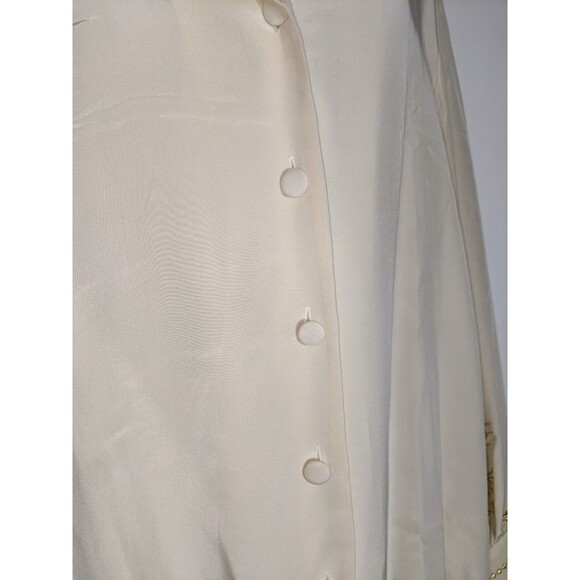 NWT Vtg DVF 100% Silk Blouse Sz L Ivory Gold Floral Embroidery Luxury Designer - Picture 7 of 15